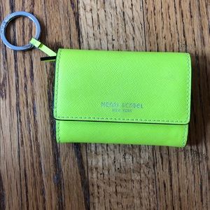 HENRI BENDEL KEY/COIN CASE WALLET IN CHARTEUSE
